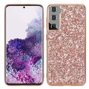 huismerk Voor Samsung Galaxy S22 + 5G Glitter Poeder Schokbestendig TPU-beschermende telefooncase (Rose Gold)