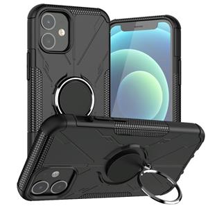 huismerk Machine Armor Bear Shockproof PC + TPU beschermhoes met ring houder voor iPhone 12 mini (zwart)