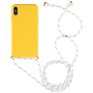 huismerk Voor iPhone XS Max TPU Anti-Fall Mobiele Telefoon Case Met Lanyard (Geel)