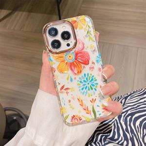 huismerk Glitter Powder Electroplating Flower Shockproof Phone Case voor iPhone 13 (Flower S1)