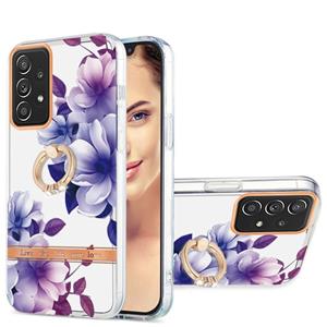 huismerk For Samsung Galaxy A52 5G / 4G Ring IMD Flowers TPU Phone Case(Purple Begonia)