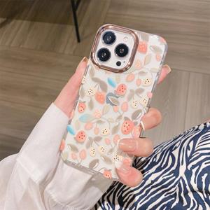 huismerk Glitter Poeder Galvaniseren Bloem Schokbestendig Telefoon Case voor iPhone 13 (Flower S3)