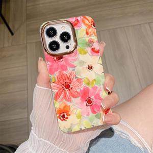 huismerk Glitter Poeder Galvaniseren Bloem Schokbestendig Telefooncase voor iPhone 13 (Flower S4)