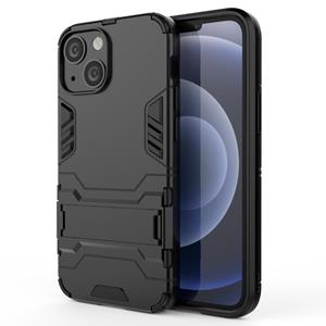 huismerk PC + TPU-schokbestendige beschermhoes met onzichtbare houder voor iPhone 13 mini