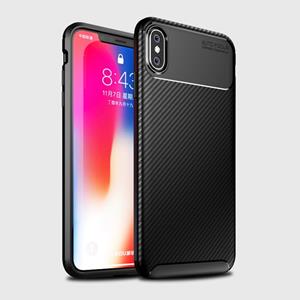 huismerk Kever vorm Carbon Fiber textuur Shockproof TPU Case voor iPhone XS Max(Black)