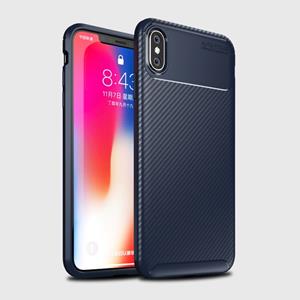 huismerk Kever vorm Carbon Fiber textuur schokbestendig TPU Case voor iPhone XS Max (blauw)