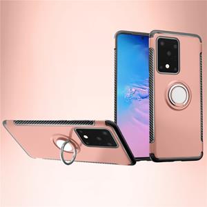 huismerk Voor Galaxy S20 UItra Magnetic 360 graden Rotatie Ring Armor Beschermhoes (Rose Gold)