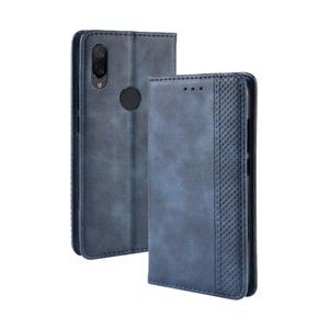 huismerk Magnetische Buckle retro textuur horizontale Flip lederen case voor Xiaomi Redmi Note 7 met houder & kaartsleuven & portemonnee (blauw)