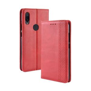 huismerk Magnetische Buckle retro textuur horizontale Flip lederen case voor Xiaomi Redmi Note 7 met houder & kaartsleuven & portemonnee (rood)