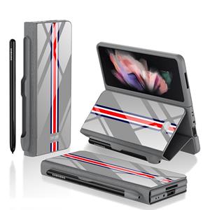 Voor Samsung Galaxy Z vold3 5G GKK flip gehard glazen telefooncase met pen slot (exclusief grijs)