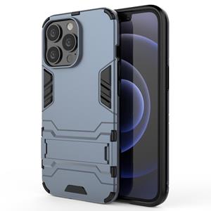 huismerk PC + TPU-schokbestendige beschermhoes met onzichtbare houder voor iPhone 13 Pro (Navy Blue)