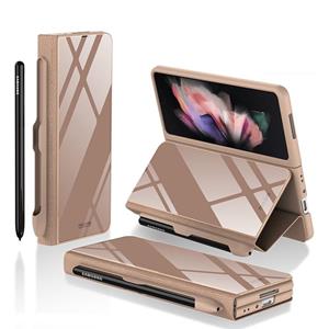 Voor Samsung Galaxy Z Fold3 5G GKK Flip gehard glazen telefooncase met pen slot