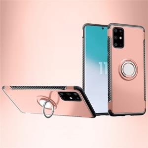 huismerk Voor Galaxy S20 Plus Magnetic 360 graden rotatie ring armor beschermhoes (Rose Gold)