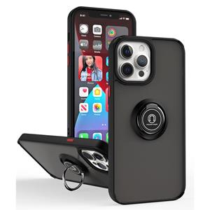 huismerk Q Shadow 1 Serie TPU + PC-telefooncase met ringhouder voor iPhone 13 Pro MAX (zwart + rood)