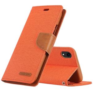 huismerk KWIK GOOSPERY CANVAS dagboek denim textuur horizontale Flip lederen case voor iPhone XR met houder & kaartsleuven & portemonnee (oranje)