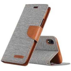 KWIK GOOSPERY CANVAS dagboek denim textuur horizontale Flip lederen case voor iPhone XR met houder & kaartsleuven & portemonnee (grijs)