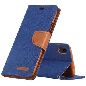 huismerk KWIK GOOSPERY CANVAS dagboek denim textuur horizontale Flip lederen case voor iPhone XR met houder & kaartsleuven & portemonnee (blauw)