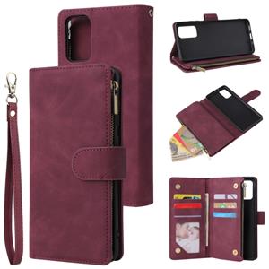 huismerk Voor Galaxy S11 multifunctionele horizontale flip lederen behuizing met Kaart slot & Holder & Zipper Wallet & Photo Frame(Red Wine)