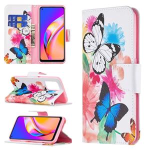 huismerk Voor Oppo A94 5G / RENO5 Z 5G / F19 PRO + Gekleurde Tekening Patroon Horizontale Flip Lederen Case met Houder & Card Slots & Portemonnee (Vlinders)