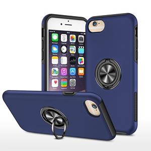 huismerk PC + TPU schokbestendige magnetische beschermhoes met onzichtbare ring houder voor iPhone 6 (blauw)