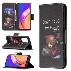 huismerk Voor Oppo A94 5G / RENO5 Z 5G / F19 PRO + Gekleurde Tekening Patroon Horizontale Flip Lederen Case met Houder & Card Slots & Portemonnee (Beer)