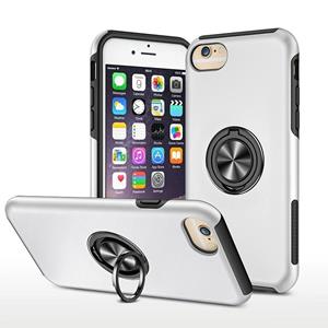 huismerk PC + TPU schokbestendige magnetische beschermhoes met onzichtbare ring houder voor iPhone 6 (zilver)