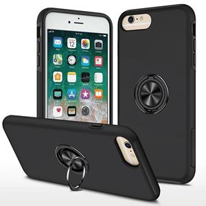 huismerk PC + TPU schokbestendige magnetische beschermhoes met onzichtbare ring houder voor iPhone 6 Plus (zwart)