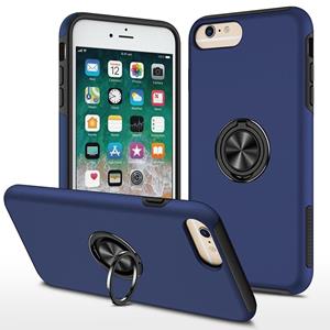 huismerk PC + TPU schokbestendige magnetische beschermhoes met onzichtbare ring houder voor iPhone 6 Plus (blauw)