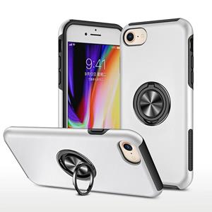 huismerk PC + TPU schokbestendige magnetische beschermhoes met onzichtbare ringhouder voor iPhone SE 2020 / 8 / 7 (zilver)