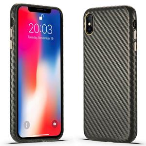 huismerk Carbon Fiber Lederen Textuur Kevlar Anti-fall Telefoon Beschermhoes voor iPhone XS / X (Grijs)