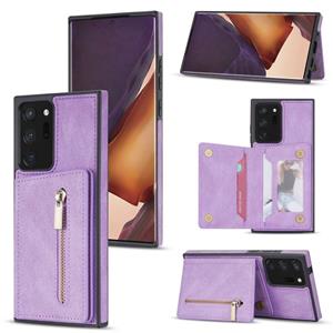 huismerk Voor Samsung Galaxy Note20 Ultra Zipper Card Holder Telefoonhoes