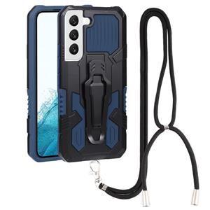 huismerk For Samsung Galaxy S22 5G Lanyard Armor Warrior PC + TPU Phone Case(Blue)