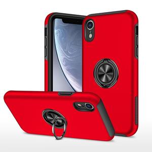 huismerk PC + TPU schokbestendige magnetische beschermhoes met onzichtbare ring houder voor iPhone XR (rood)