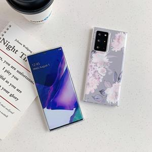 huismerk Voor Samsung Galaxy Note 20 Ultra Laser Bloemen Patroon TPU beschermhoes (Grijze achtergrond aquarel roze bloemen)