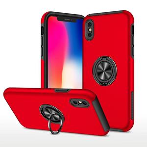 huismerk PC + TPU schokbestendige magnetische beschermhoes met onzichtbare ring houder voor iPhone XS Max (rood)