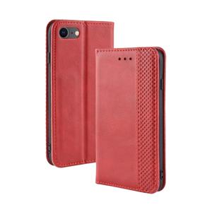 huismerk Voor iPhone SE (2020) Magnetic Buckle Retro Crazy Horse Texture Horizontal Flip Leather Case with Holder & Card Slots & Photo Frame(Red)