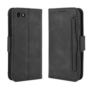 huismerk Voor iPhone SE (2020) Wallet Style Skin Feel Calf Patroon Lederen Hoes met aparte kaart sleuf (Zwart)