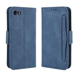 huismerk Voor iPhone SE (2020) Wallet Style Skin Feel Calf Patroon Lederen Case met aparte kaart sleuf (Blauw)