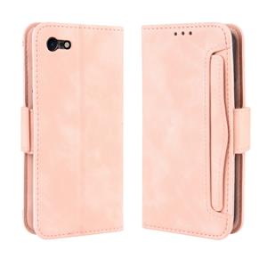 huismerk Voor iPhone SE (2020) Wallet Style Skin Feel Calf Patroon Lederen Case met aparte kaart slot (Roze)