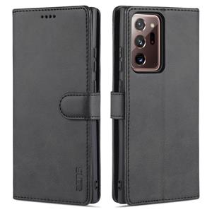 Voor Samsung Galaxy Note20 Azns Skin Feel Calf Texture Horizontale Flip Leren Case met Kaart Slots & Houder & Portemonnee (Zwart)