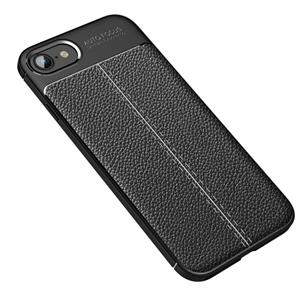 Huismerk Voor iPhone SE 2020 Litchi Texture TPU Shockproof Case(Zwart)
