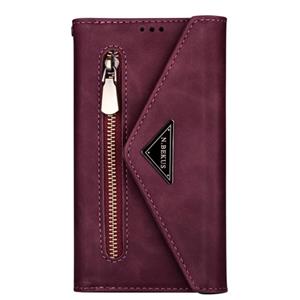 huismerk Voor Huawei Mate 20 Skin Feel Zipper Horizontale Flip Lederen case met Holder & Card Slots & Photo Frame & Lanyard & Long Rope (Wine Red)