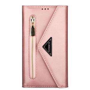 huismerk Voor Huawei Mate 20 Skin Feel Zipper Horizontale Flip Lederen case met Holder & Card Slots & Photo Frame & Lanyard & Long Rope (Rose Gold)