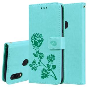 huismerk Rose reliëf horizontale Flip PU lederen draagtas voor Xiaomi Redmi Note 7 met houder & kaartsleuven & portemonnee (groen)