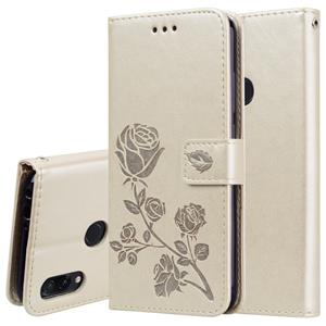 huismerk Rose Embossed Horizontal Flip PU Leather Case for Xiaomi Redmi Note 7 with Holder & Card Slots & Wallet(Gold)