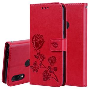 huismerk Rose reliëf horizontale Flip PU lederen draagtas voor Xiaomi Redmi Note 7 met houder & kaartsleuven & portemonnee (rood)