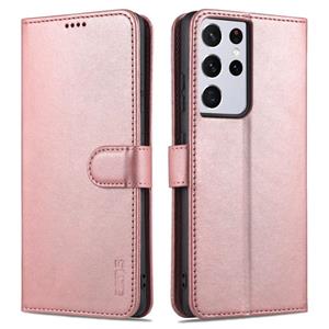 Voor Samsung Galaxy S21 Ultra 5G AZNS Skin Feel Calf Texture Horizontale Flip Lederen Case met Kaart Slots & Houder & Portemonnee (Rose Gold)