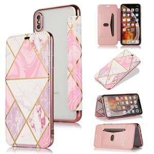 huismerk Bronzing Plating PU + TPU Horizontale Flip Leren Case met Houder & Card Slot voor iPhone XS MAX (roze wit)