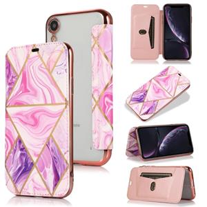 huismerk Bronzing Plating PU + TPU Horizontale Flip Leren Case met Houder & Card Slot voor iPhone XR (roze paars)