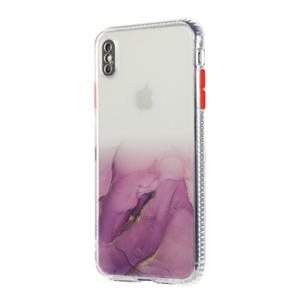 huismerk Voor iPhone XS / X Marble Patroon Glittery Powder Shockproof TPU case met afneembare knoppen(Paars)